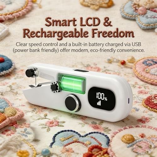 Handheld Sewing Machine, Portable Mini Sewing Machine for Beginners & WHITE