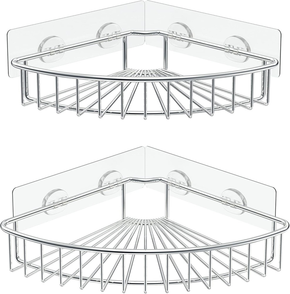 Maximize Space with 2-Pack Waterproof Wall-Mounted Shower Cady - Silver Finish