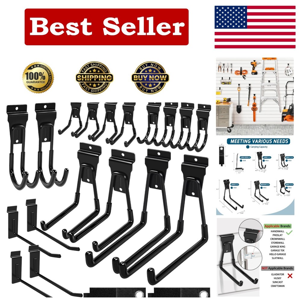 Versatile 20-Piece Slatwall Hook Set for Efficient Garden and Workshop Storage