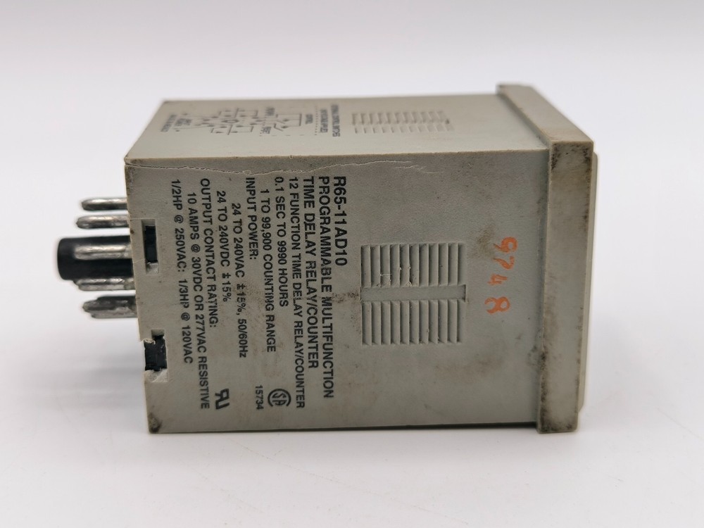 NTE Electronics R65-11AD10 Time Delay Relay Counter 10A 24-240VAC 12-Function