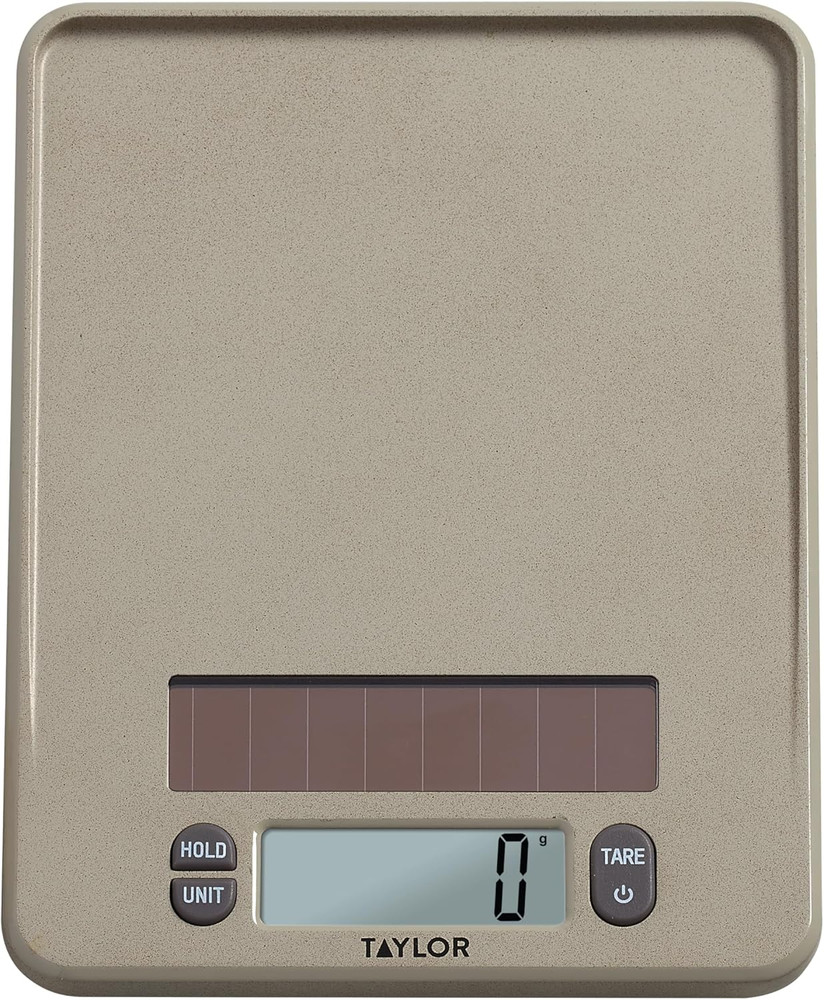 Light Powered Digital Kitchen Scale, Coffee Husk Blend Material, Solar Panel wit