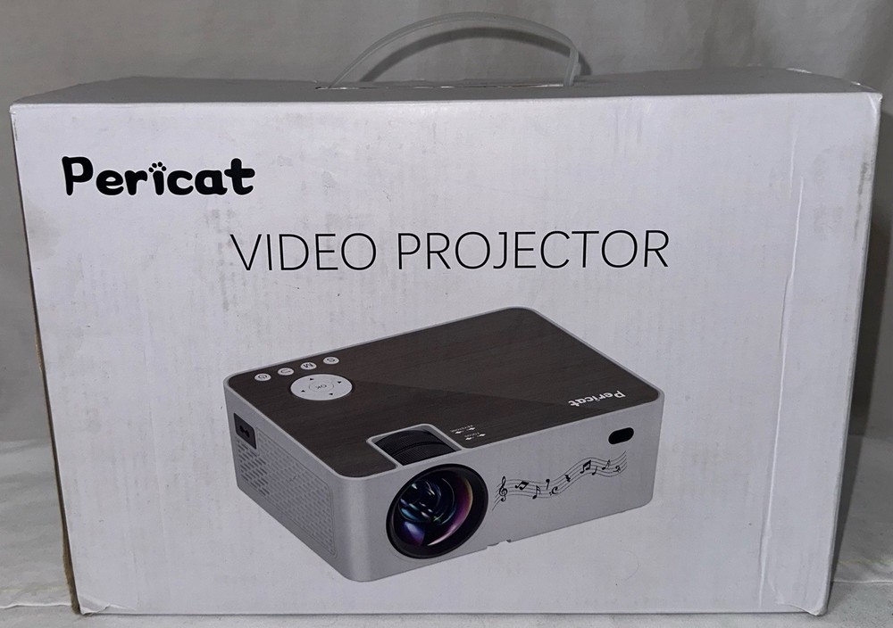 Pericat Q9 LED Projector Full HD White with Case and Screen Bundle