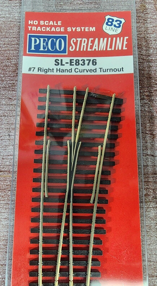 Right Hand #7 turnout curved switch Code 83 Nickel Silver PECO Streamli SL-E8376