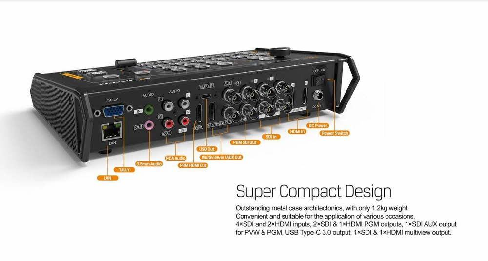 AVMATRIX VS0601U Mini 6CH 4×SDI 2×HDMI Multi-Format Streaming Switcher GPIO