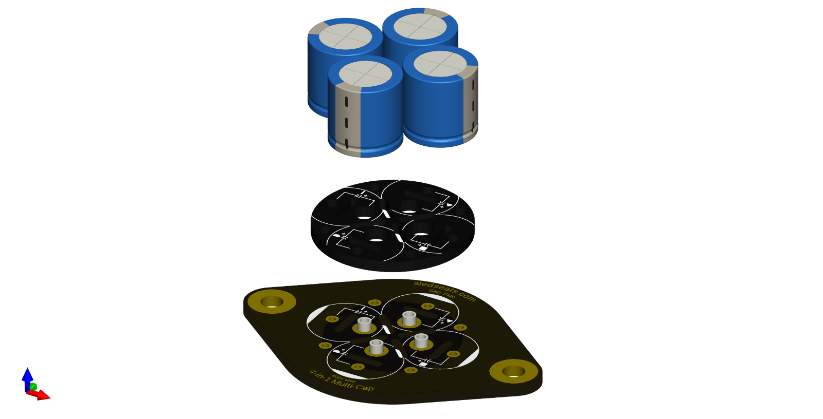 Multi Section Sector Capacitor Circuit Board KIT 600V up to four Capacitors 4in1