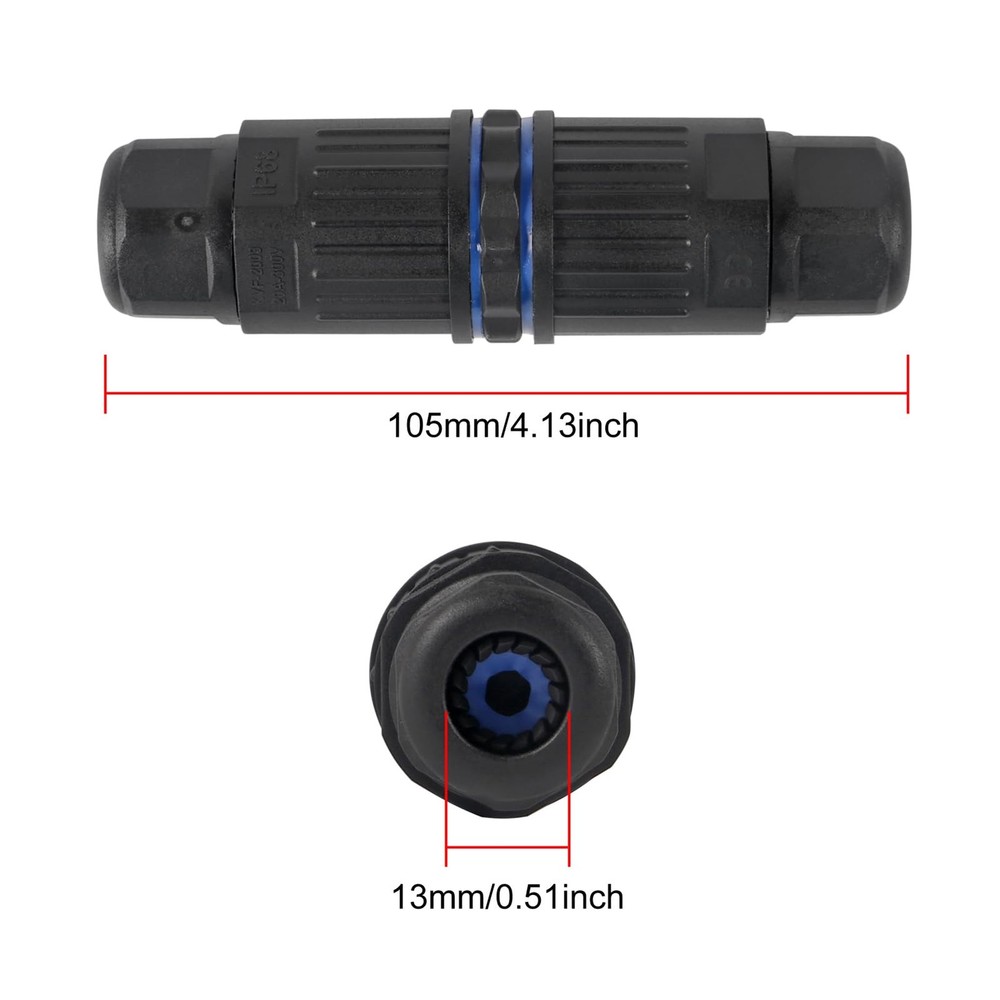 3Pcs Waterproof Cable Connector 3Pin Wire Connector 3 Way Inline Wire Connect...