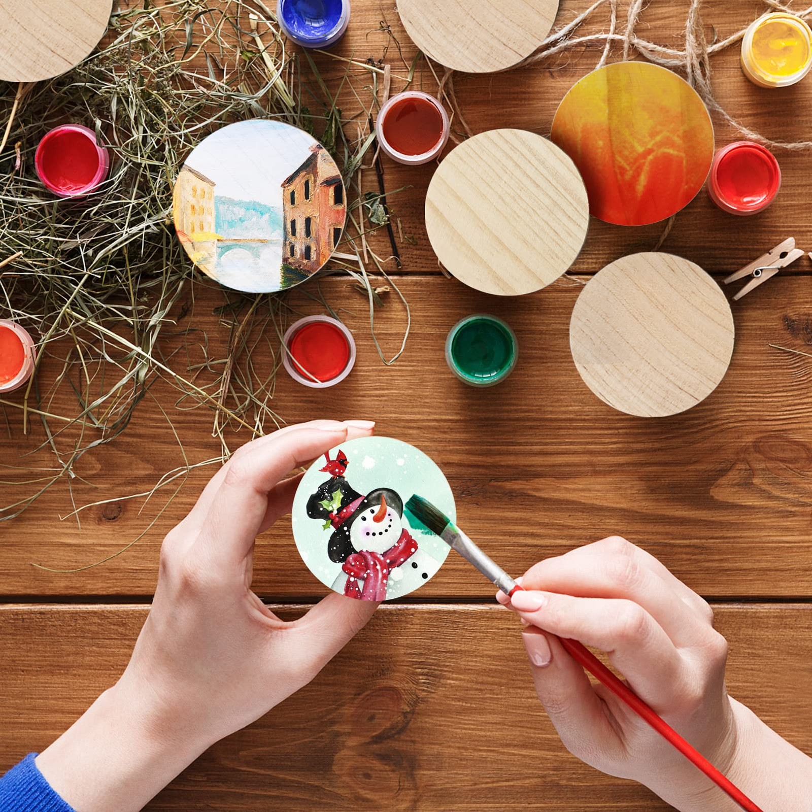 2 Inch 50 Pieces Wood Circles, GOH DODD Small Round Discs Unfinished Slices...