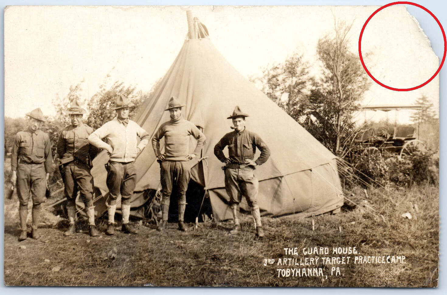 WWI Era Army Soldiers 3rd Artillery Tobyhanna PA Real Photo Postcard RPPC