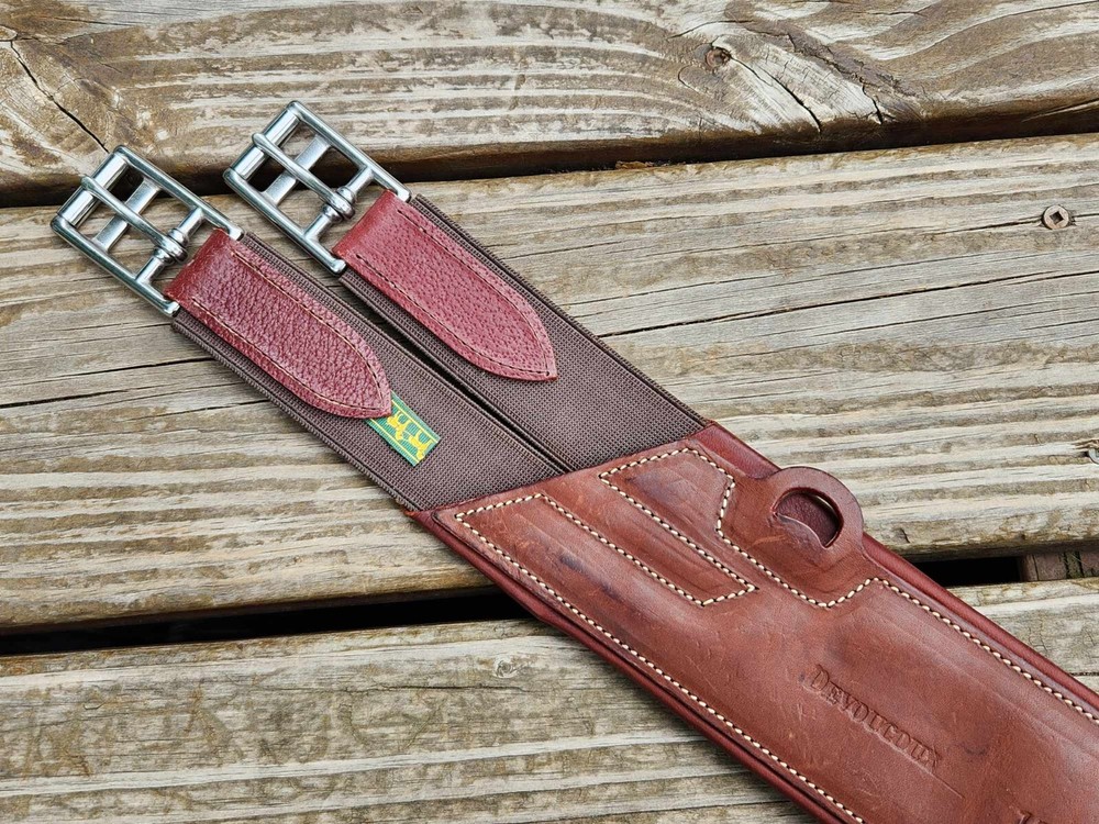 Devoucoux Medium Brown Padded Belly Guard Stud Jump Girth -Size Choice: 50", 52"