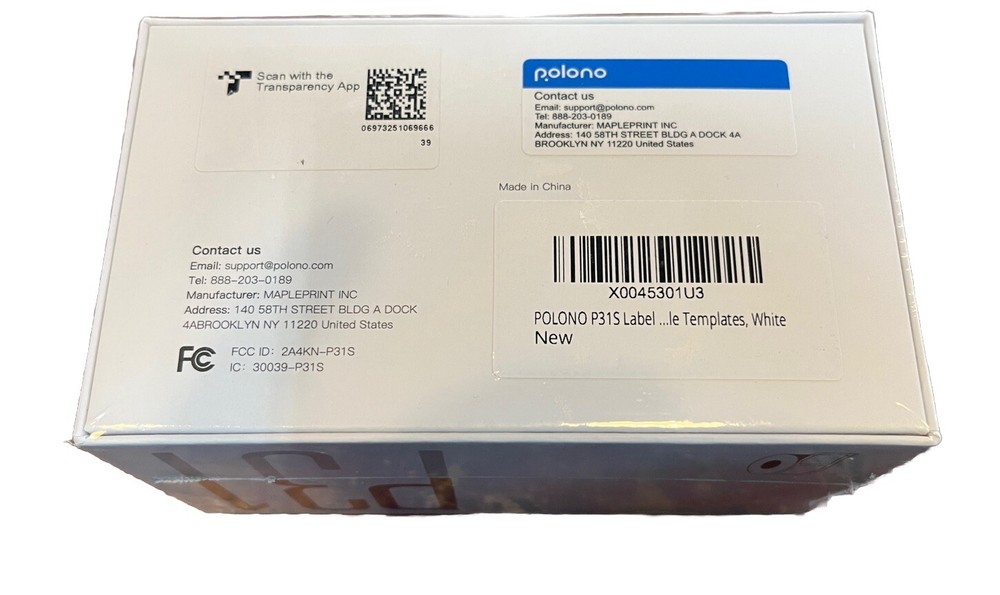 Polono Bluetooth Label Maker Thermal Printer, White, Model P31S - NEW!!!