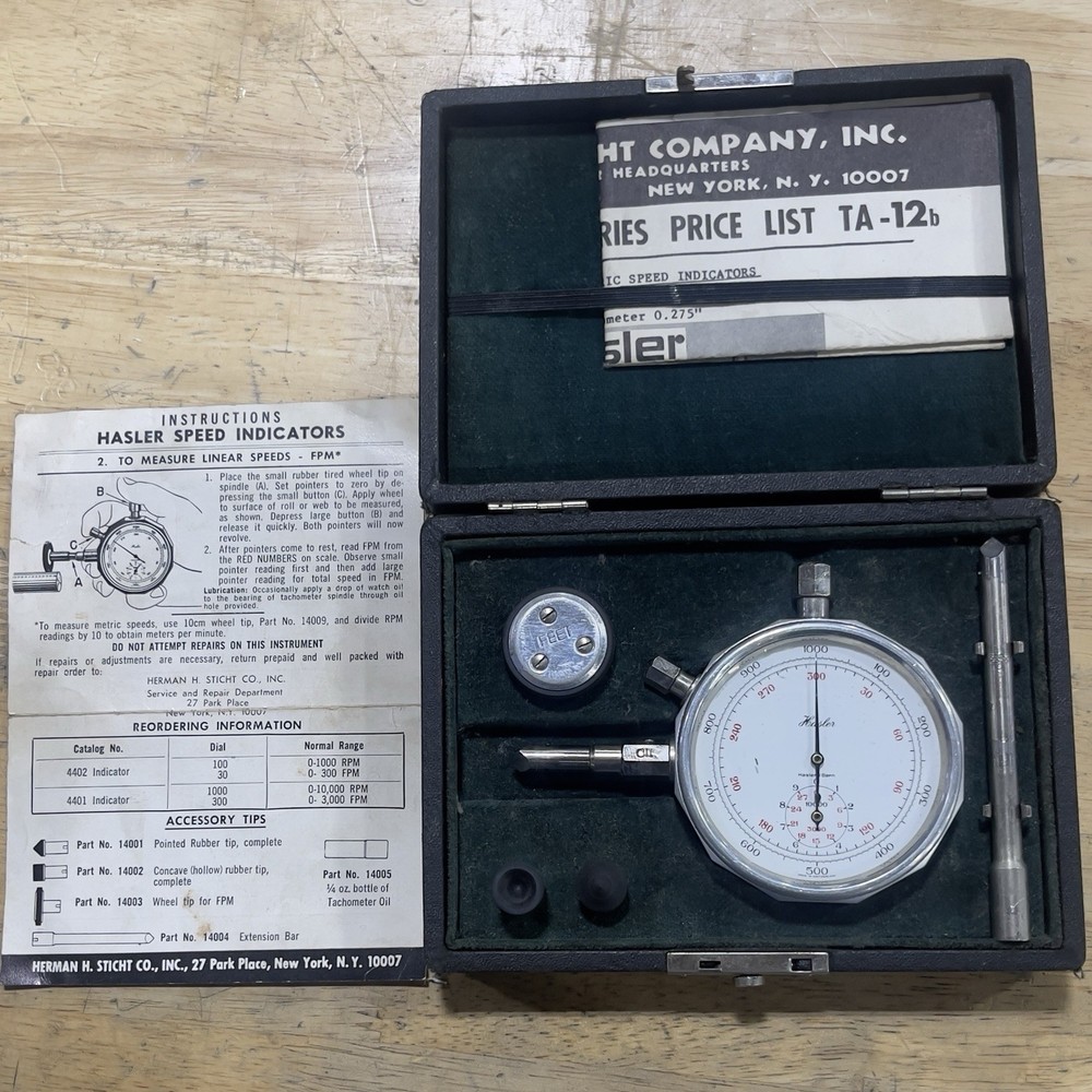 HASLER TACHOMETER and SPEED INDICATOR