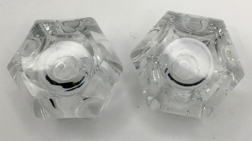 Pair Crystal Fluted Salt Cellars 1.5 Inch