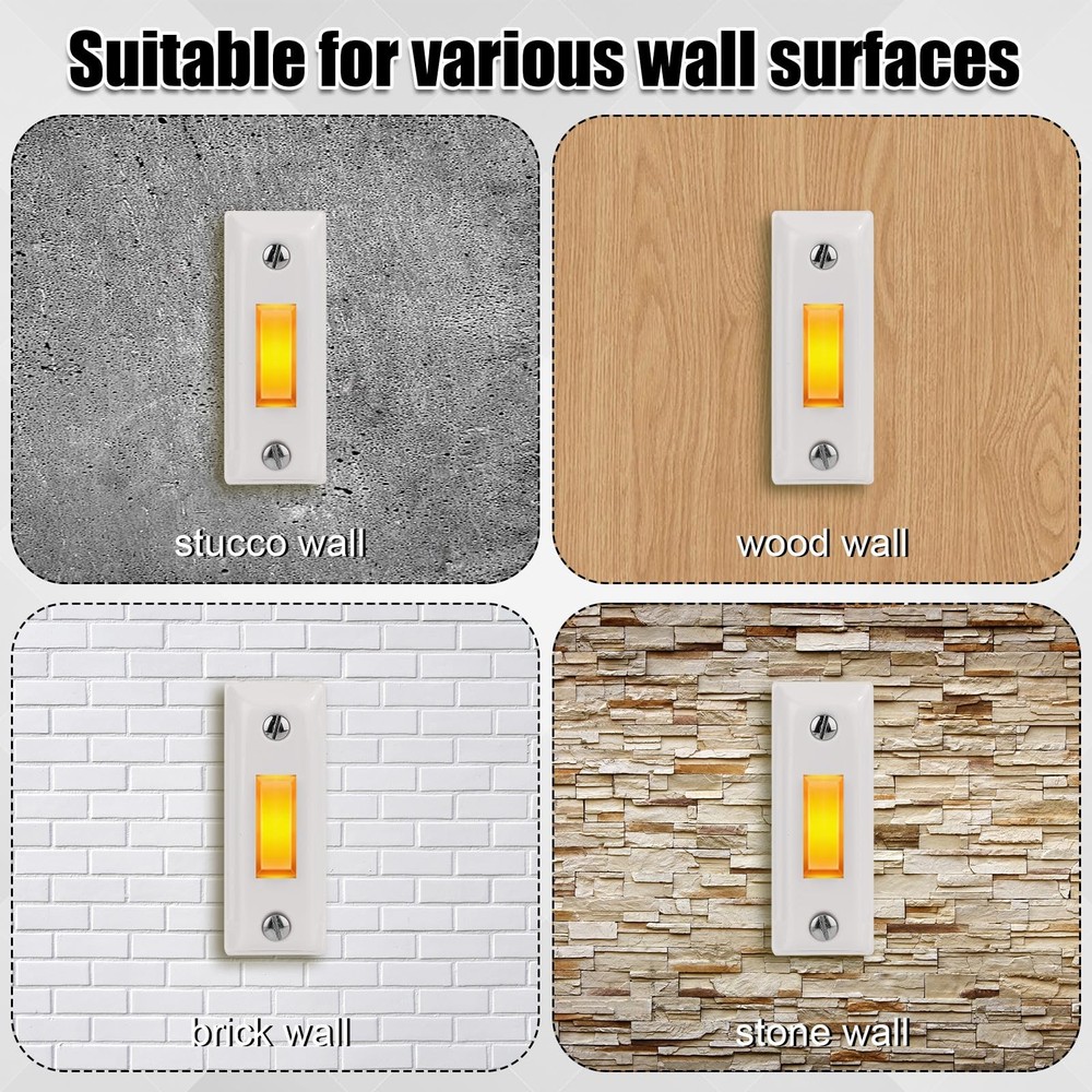 Lighted Doorbell Push Button, Metal Door Bell Button Wired with Medium, White