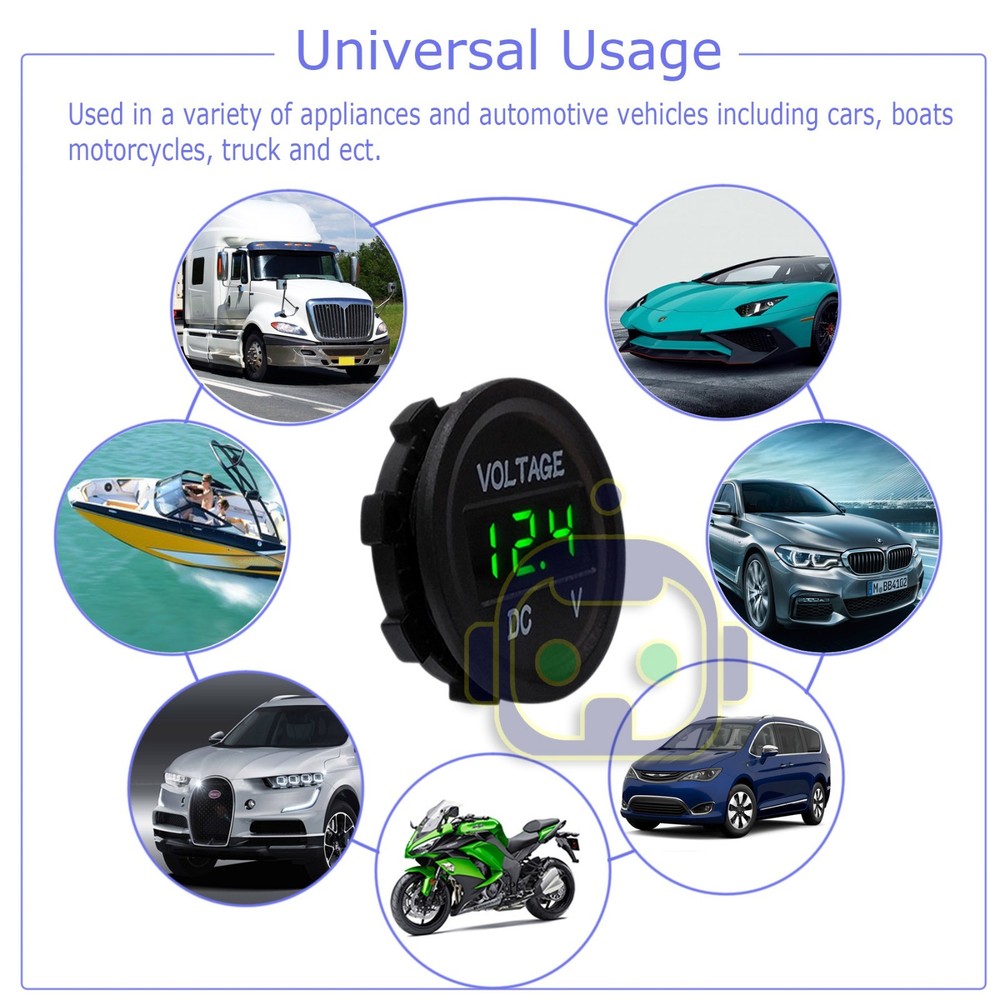 LED Digital Display Voltmeter Car Motorcycle Voltage Volt Gauge Panel Meter 12V