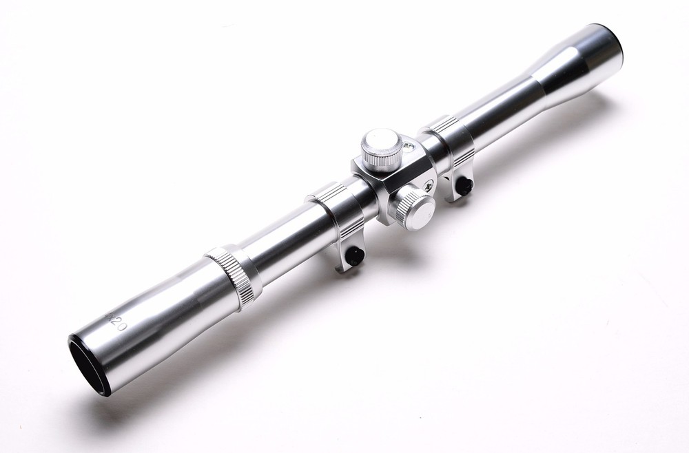 22 RIFLE SCOPE 4X20 with Dovetail Ring Silver