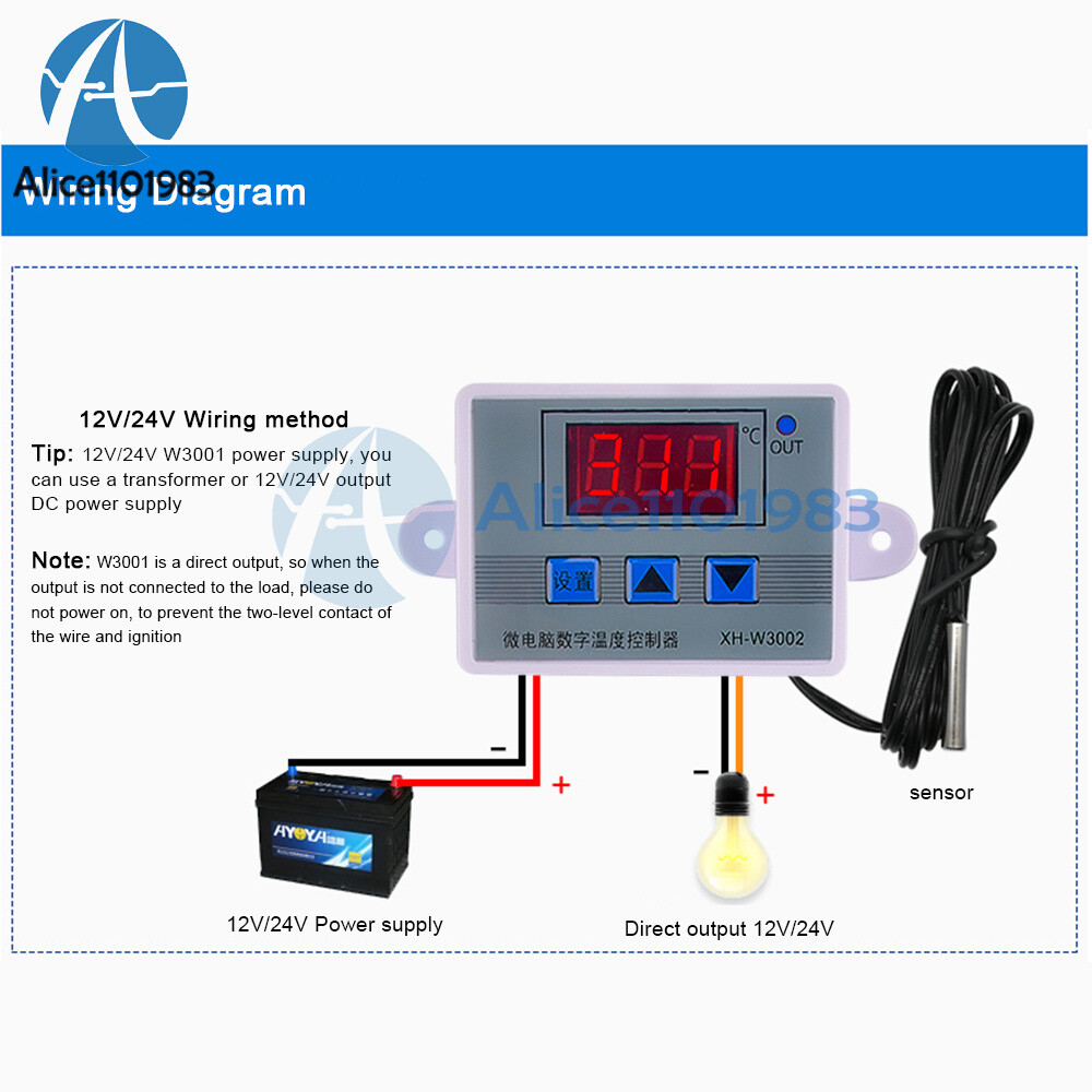 DC 12V XH-W3002 Digital LED Temperature Controller Thermostat Control Switch NTC