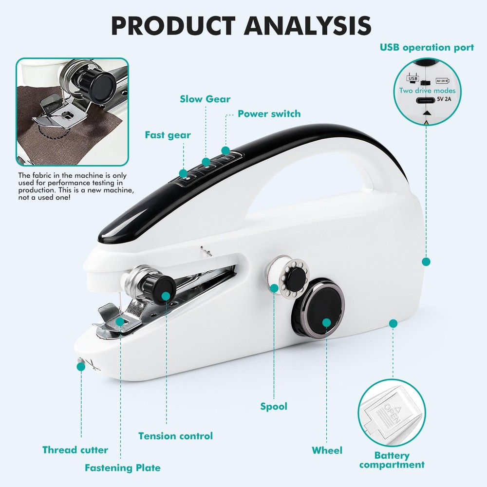 Mini Handheld Sewing Machine Electric Portable Stitch Tool with Full Kit