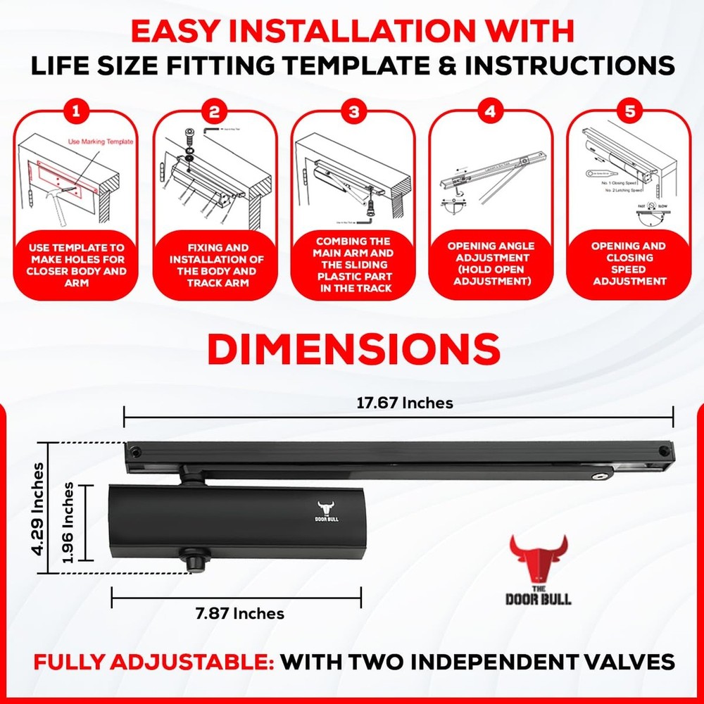 Series 5000 Automatic Door Closer – Surface Mounted Hydraulic Closer with