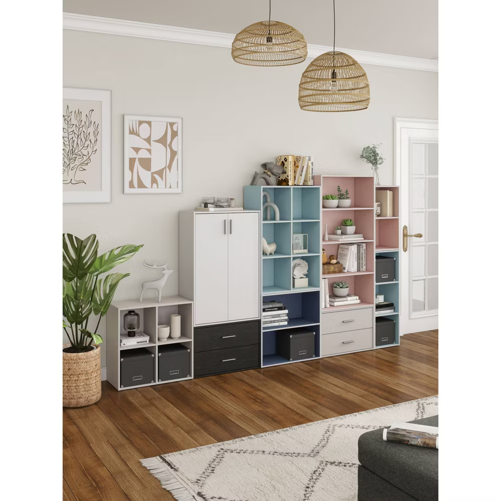 24/7 Shop At Home 23.7" Silkpath Modern 2 Tier Stackable and Modular