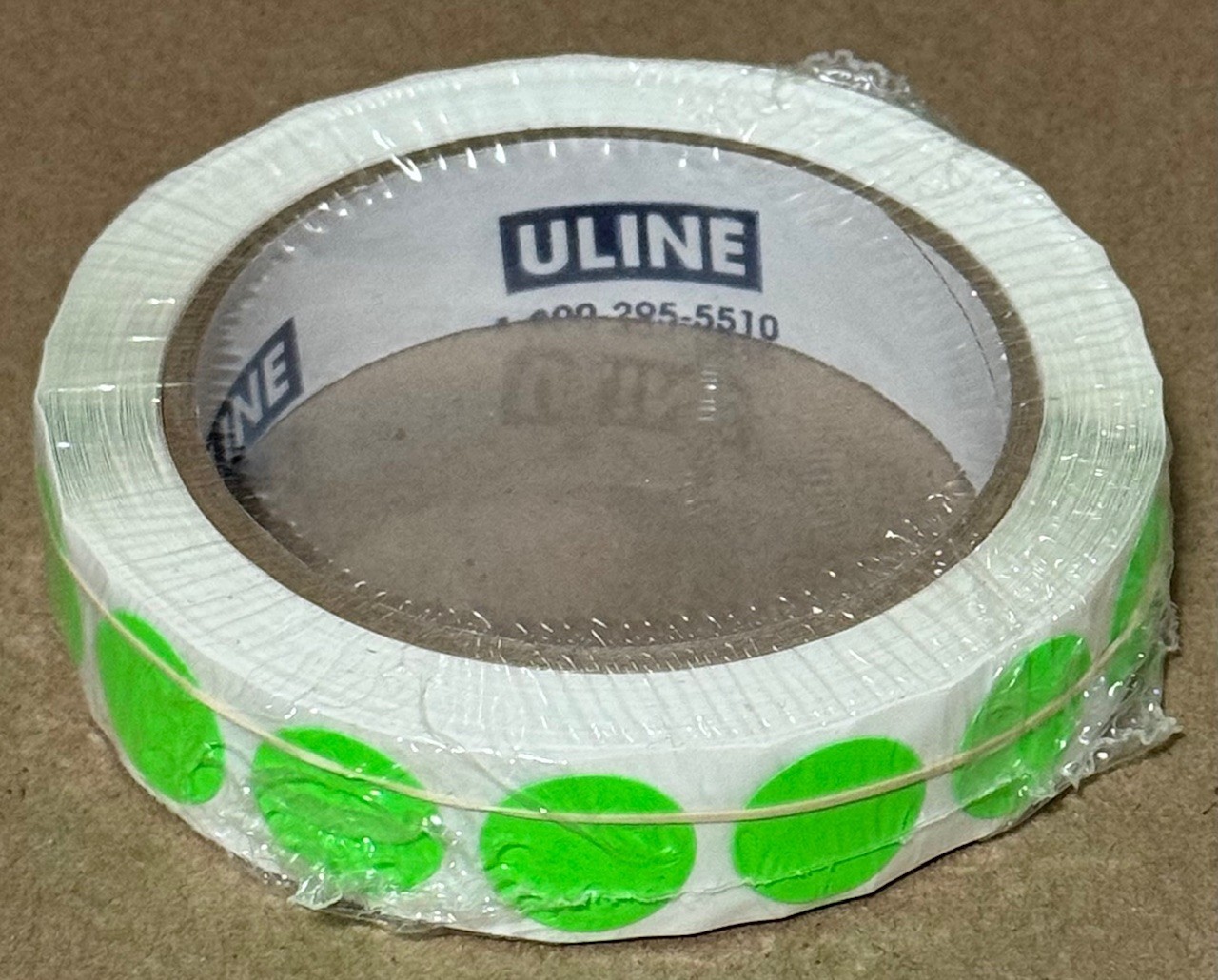 SEALED ROLL 1,000 ULINE GREEN 3/4" REMOVABLE ADHESIVE CIRCLE DOT LABELS STICKERS
