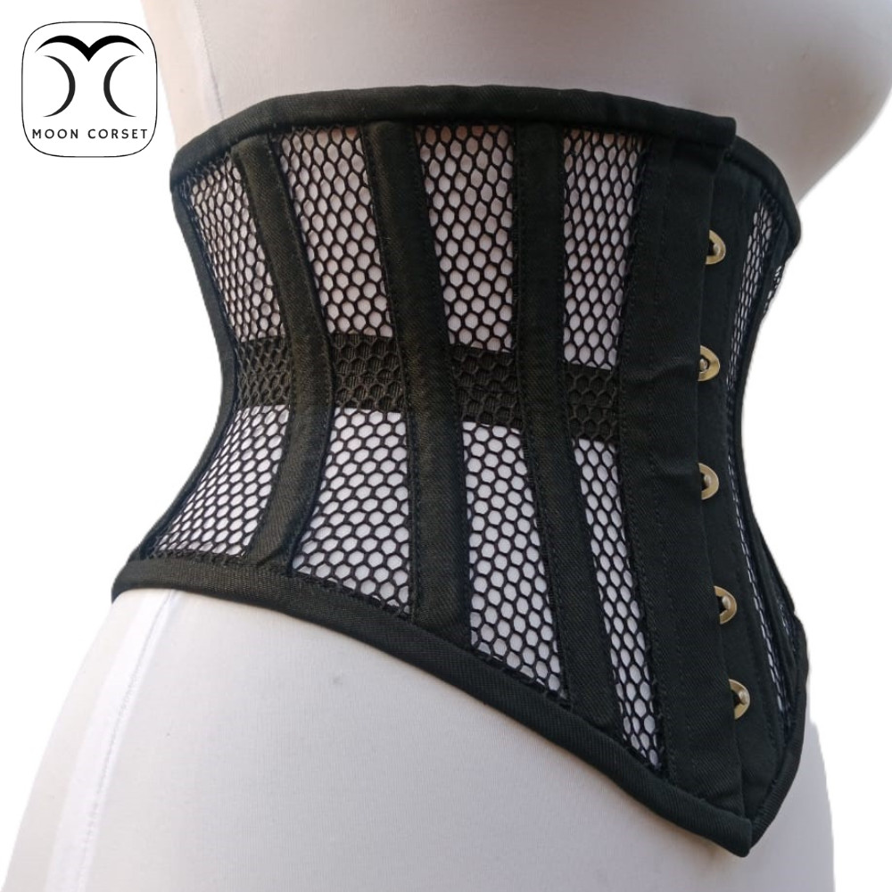 Underbust Mesh Corset Steel Boned Waist Trainer Womens Corset Heavy Duty