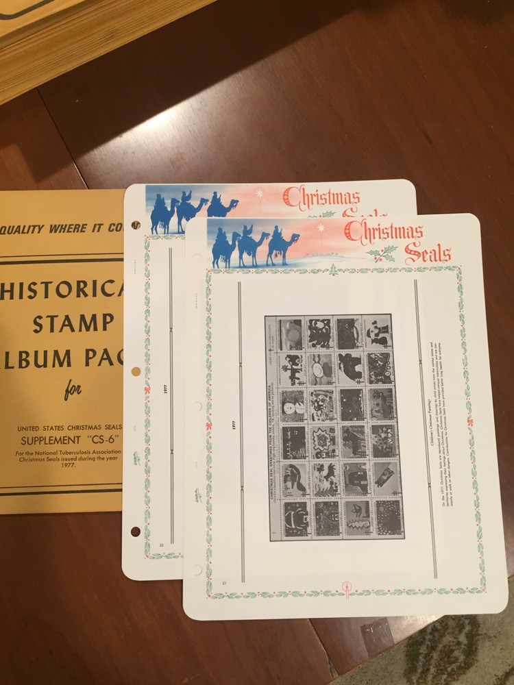 1 New Package of 2 White Ace Pages-Topical's-Christmas Seals CS-6