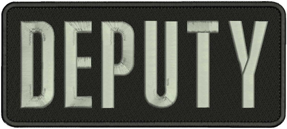 DEPUTY EMBROIDERY PATCH 4X10  HOOK ON BACK BLK/SILVER