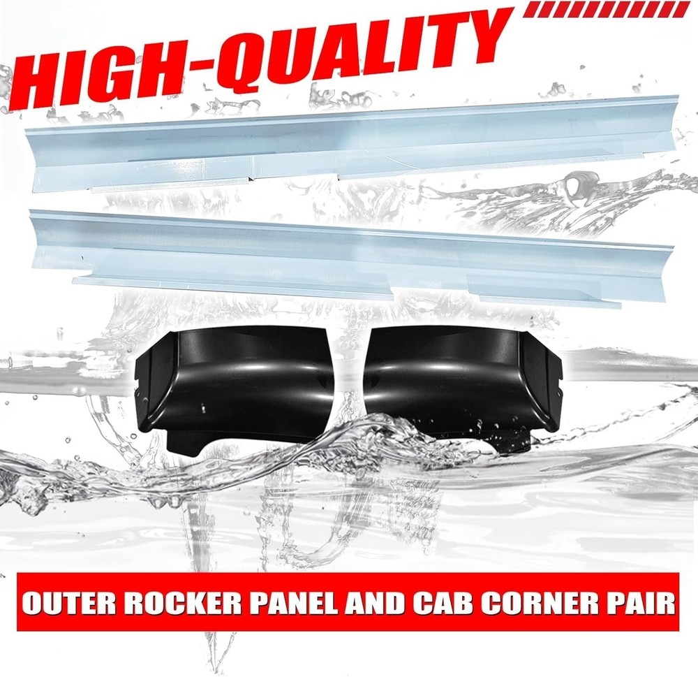 For 2007-2013 Silverado Pair 4 Door Crew Cab Outer Rocker Panel And Cab Corner