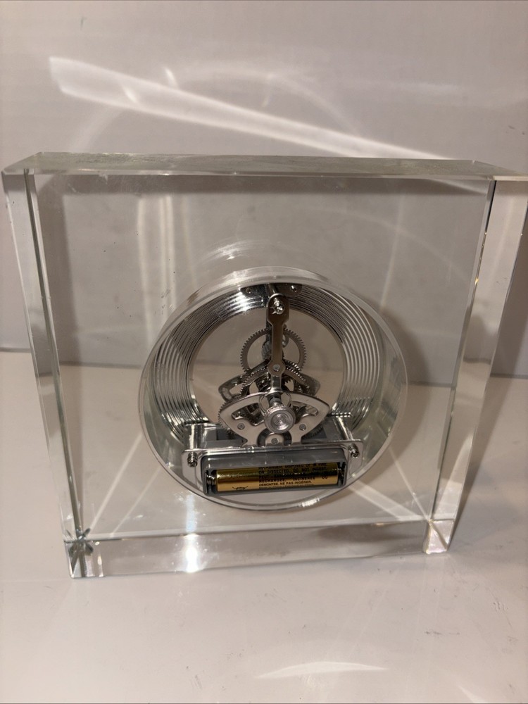 Skeleton Desk Mantel Clock Heavy Glass Casing