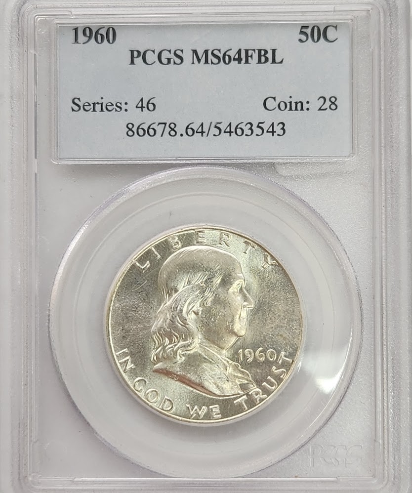 1960 Franklin Half Dollar PCGS MS64 FBL