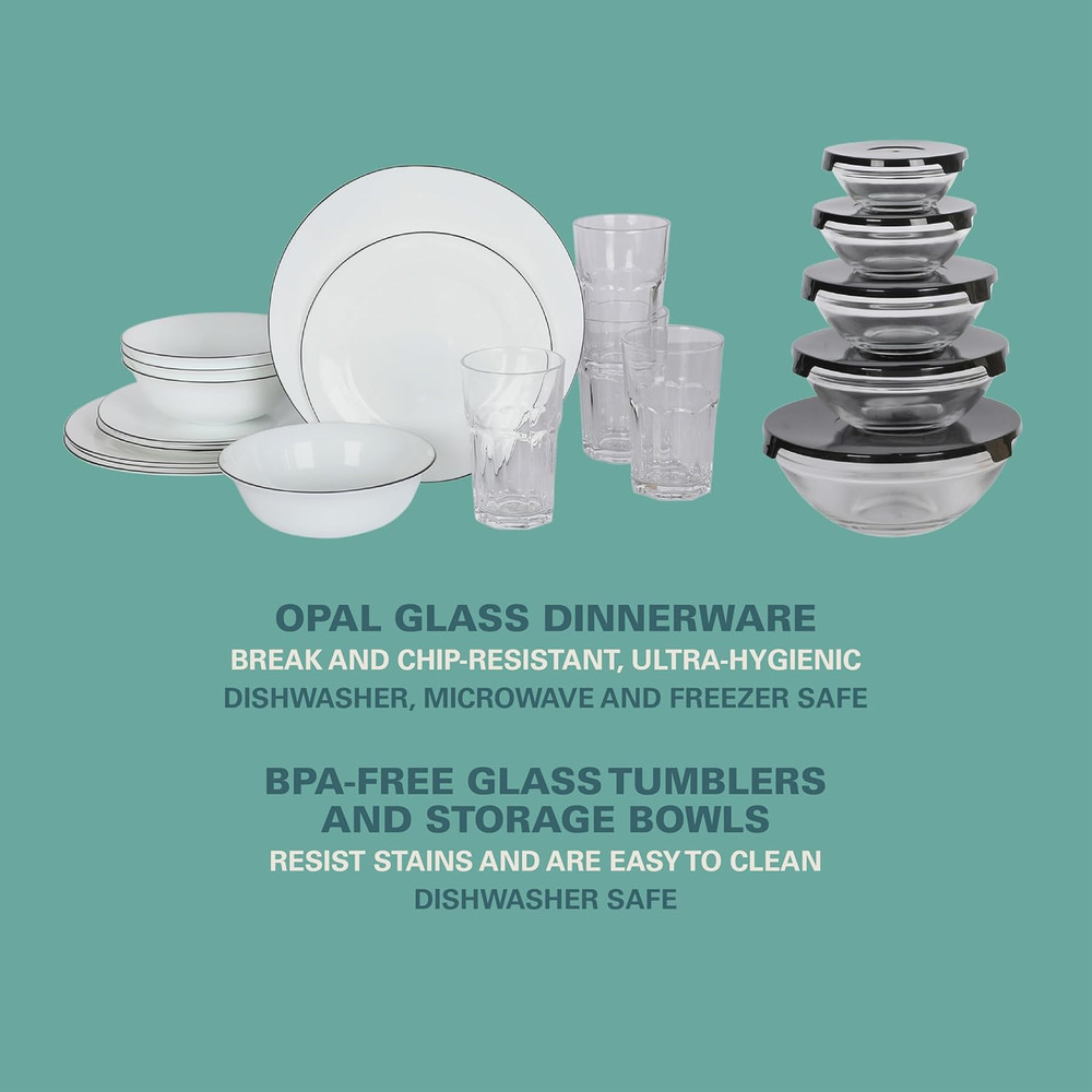 74-Piece Complete Kitchen Set: Cookware, Dinnerware & Utensils