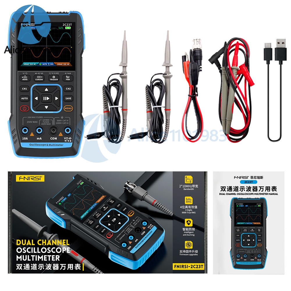 FNIRSI 2C23T 2C53T Digital Oscilloscope Multimeter Function Signal Generator