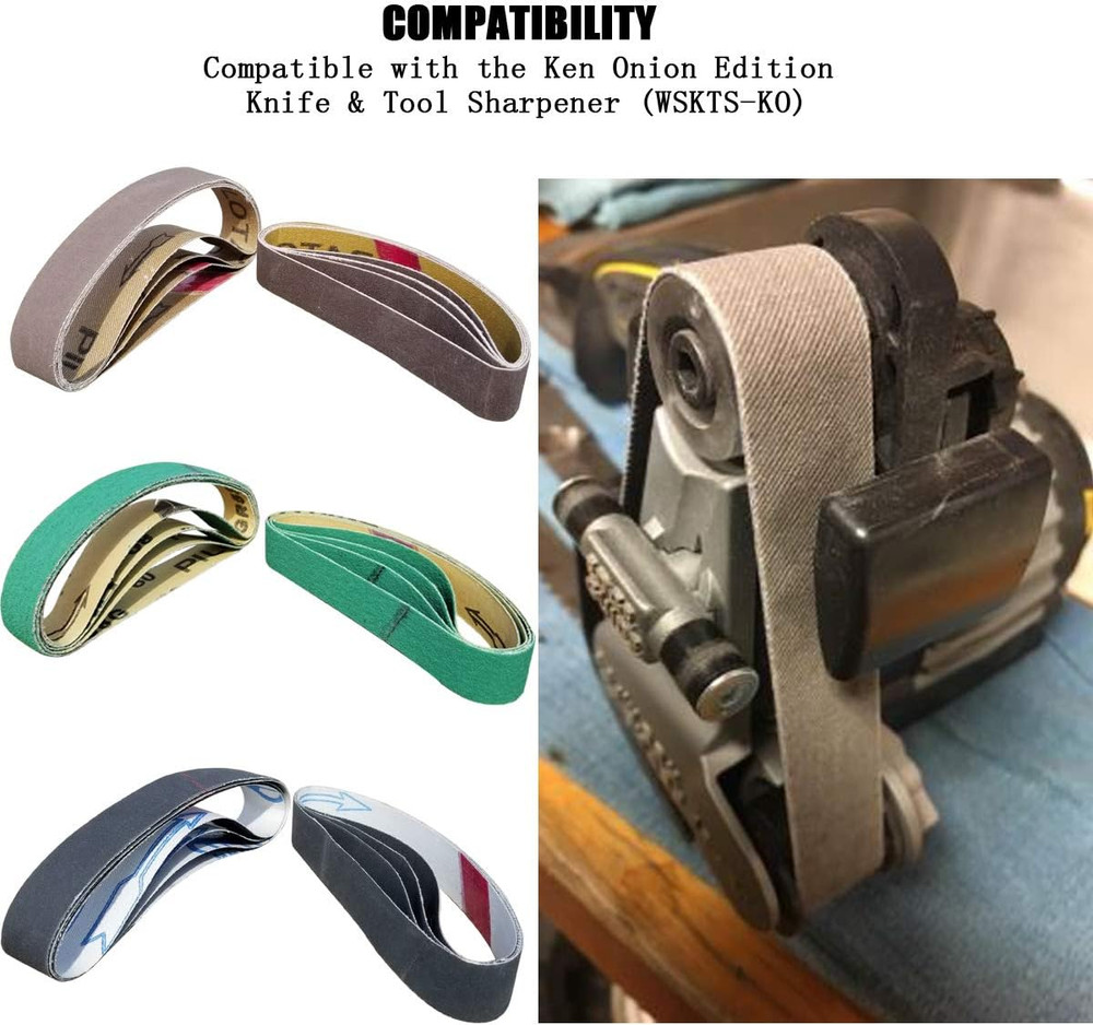 24-Pc 3/4" x 12" Replacement Sanding Belts Kit for Work Sharp Ken Onion Knife Sh
