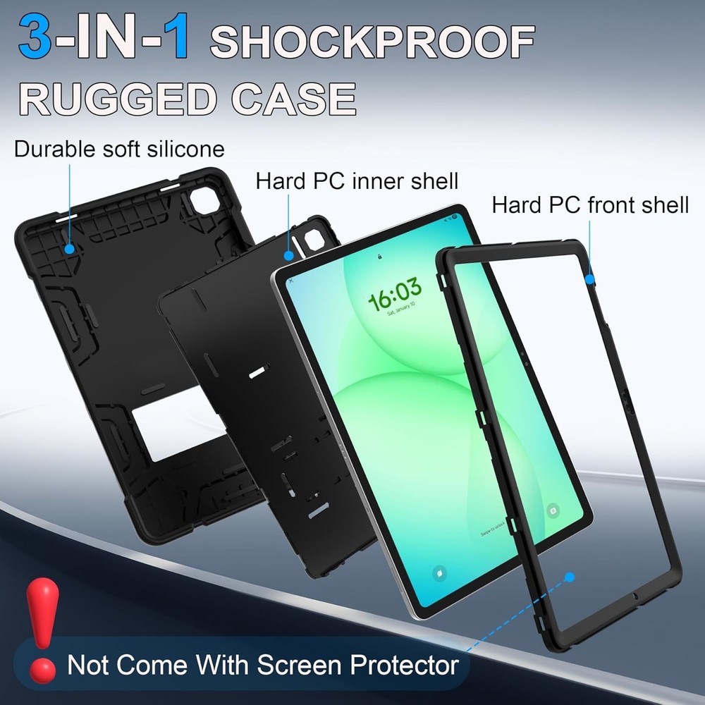 Rugged 3-Layer Shockproof Case with Kicks for Samsung Galaxy Tab A11+ 11