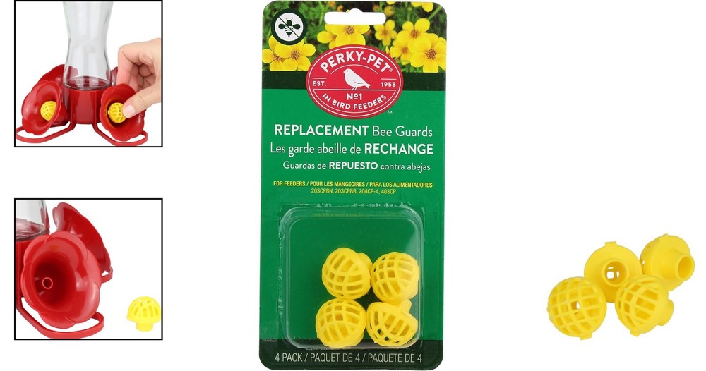 4 Pack Yellow Replacement Bee Guards - Compatible with Hummingbird Feeders