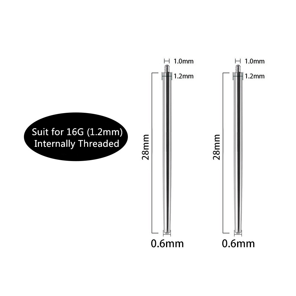 2pc Steel Body Piercing Puncture Guide Tool Internal & External Thread Needle