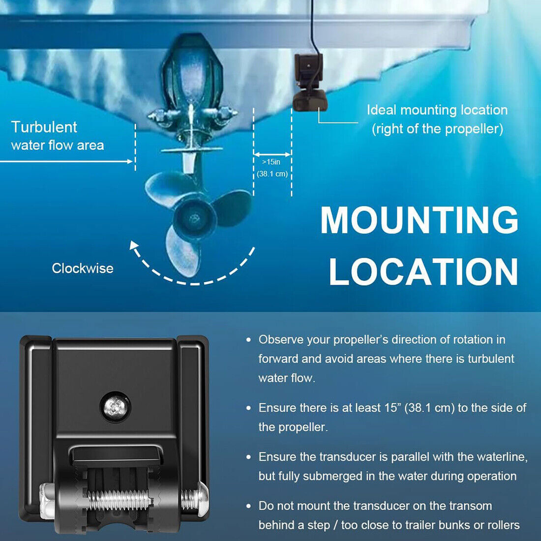 For Humminbird 740093-1 Transducer Mount MHX XNT Hardware Transom Mount Bracket