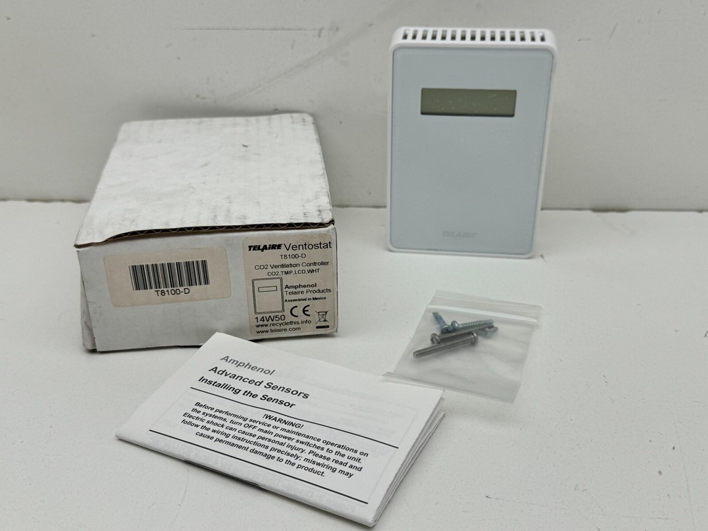 Amphenol Telaire T8100-D Ventostat CO2 Ventilation Controller TMP, LCD, WHT