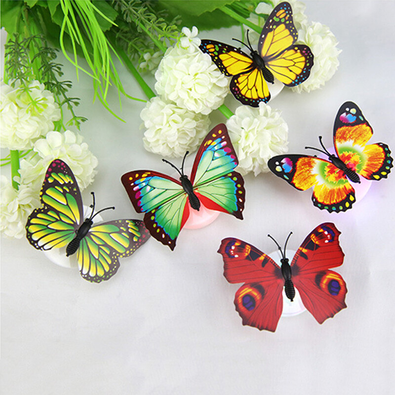 4x Butterfly LED Night Light Creative Glowing Stickable Romantic Wall Lights