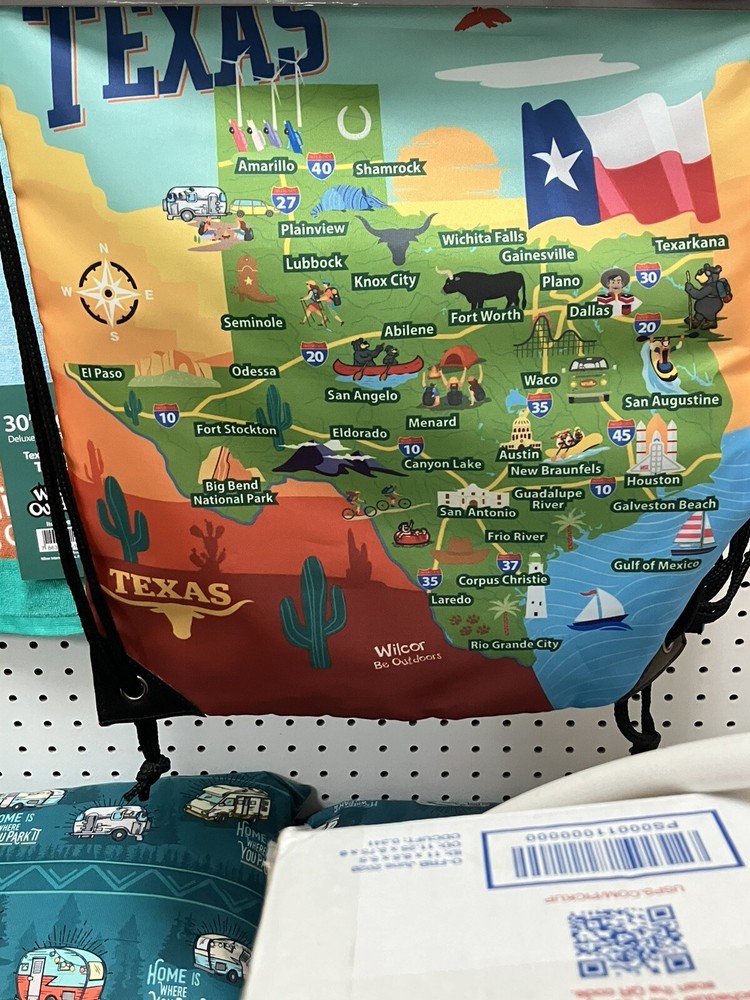 Texas Map Drawstring Bag