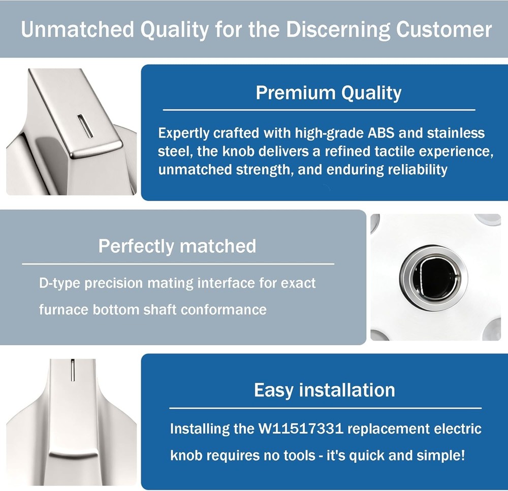 W11517331 for Whirlpool Electric Range Knobs Replace W10850027 W11117415 (4pcs)
