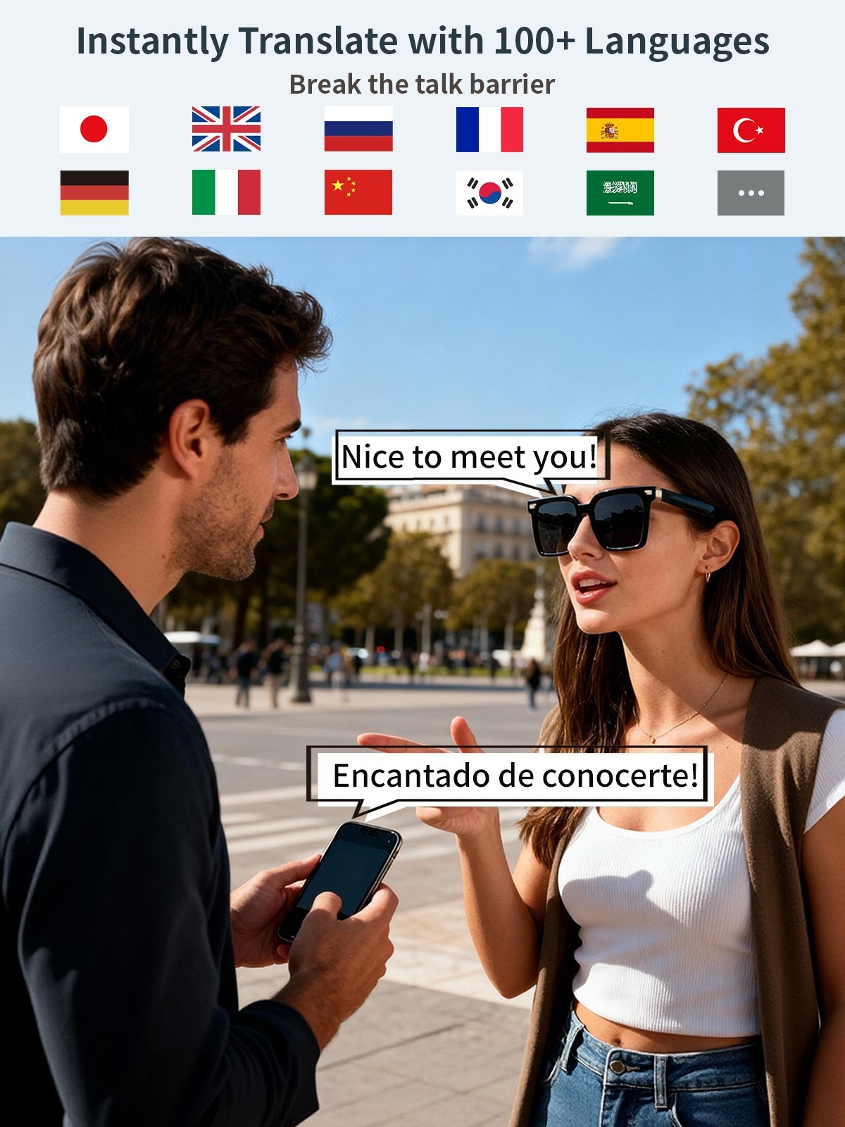 NEW Smart Glasses AI Bluetooth Call Music Translation for Men&Women Work Travel