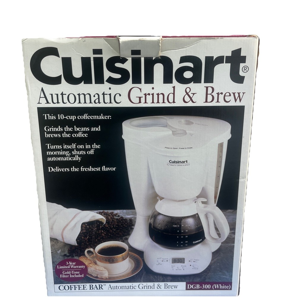 Cuisinart DGB-300 White Programmable Automatic Grind & Brew 10-Cup Coffeemaker