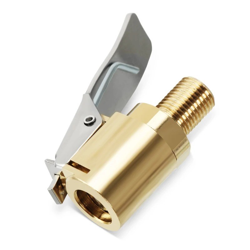 Tyre Valve Air Chuck Inflator Pump Connector Adapter Brass Clip on Car 8mm