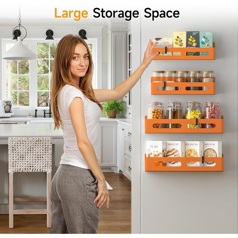 Magnetic Spice Rack Storage Organizer Refrigerator Space Saving Kitchen Solution