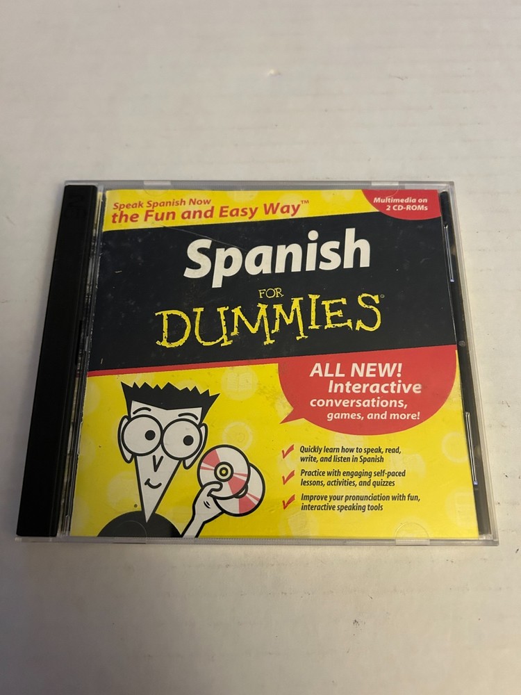 Spanish For Dummies Interactive 2 Disc CD Rom 2001 Conversations. Games, & More