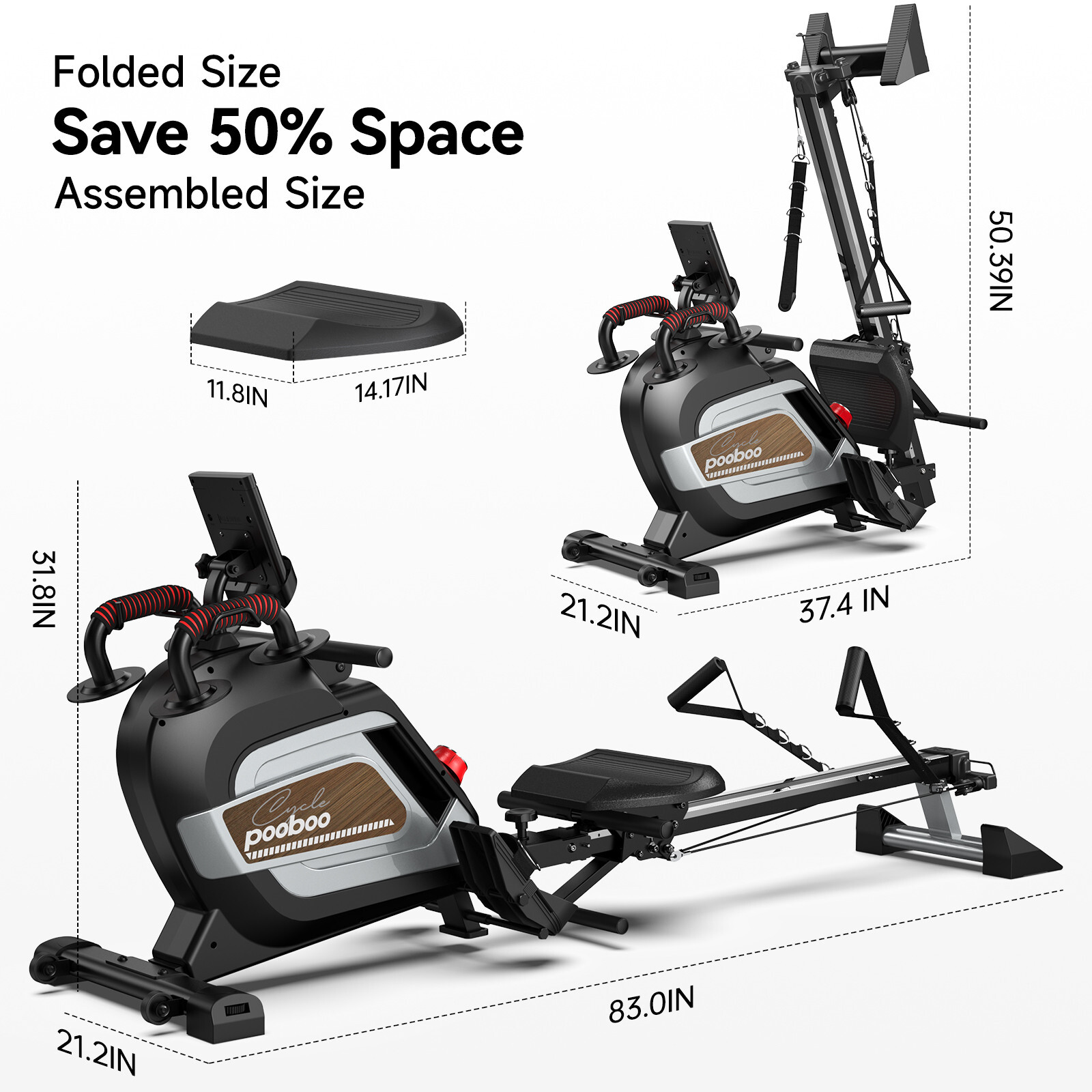 Indoor Magnetic Rowing Machine 14 Levels Quiet Resistance Dual Slide Rail Rower