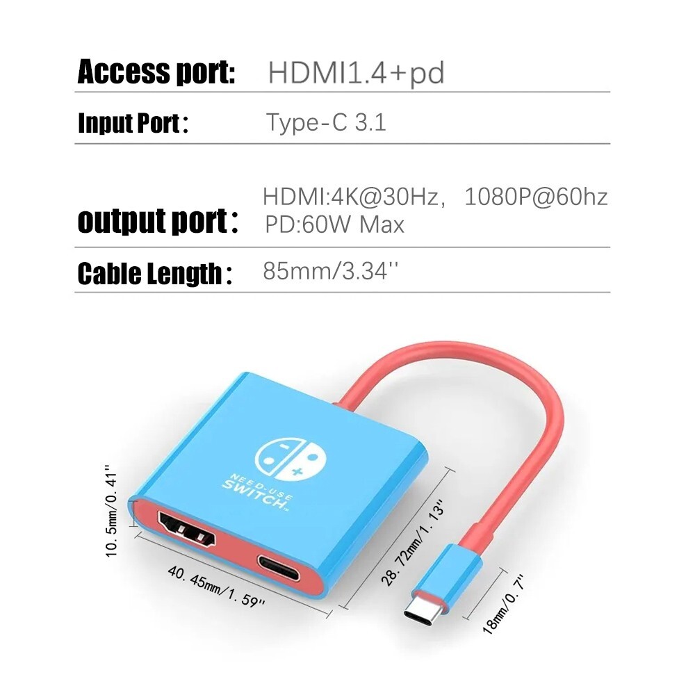 Nintendo Switch Dock HDMI TV Docking Station OLED Replacement Adapter USB 3.0