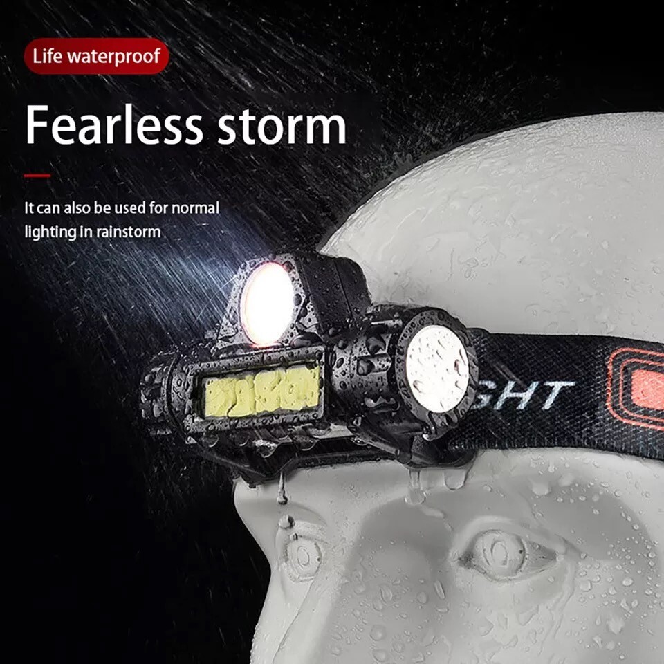 2 Pack USB Rechargeable Waterproof LED Headlamp Headlight Head Light Flashlight