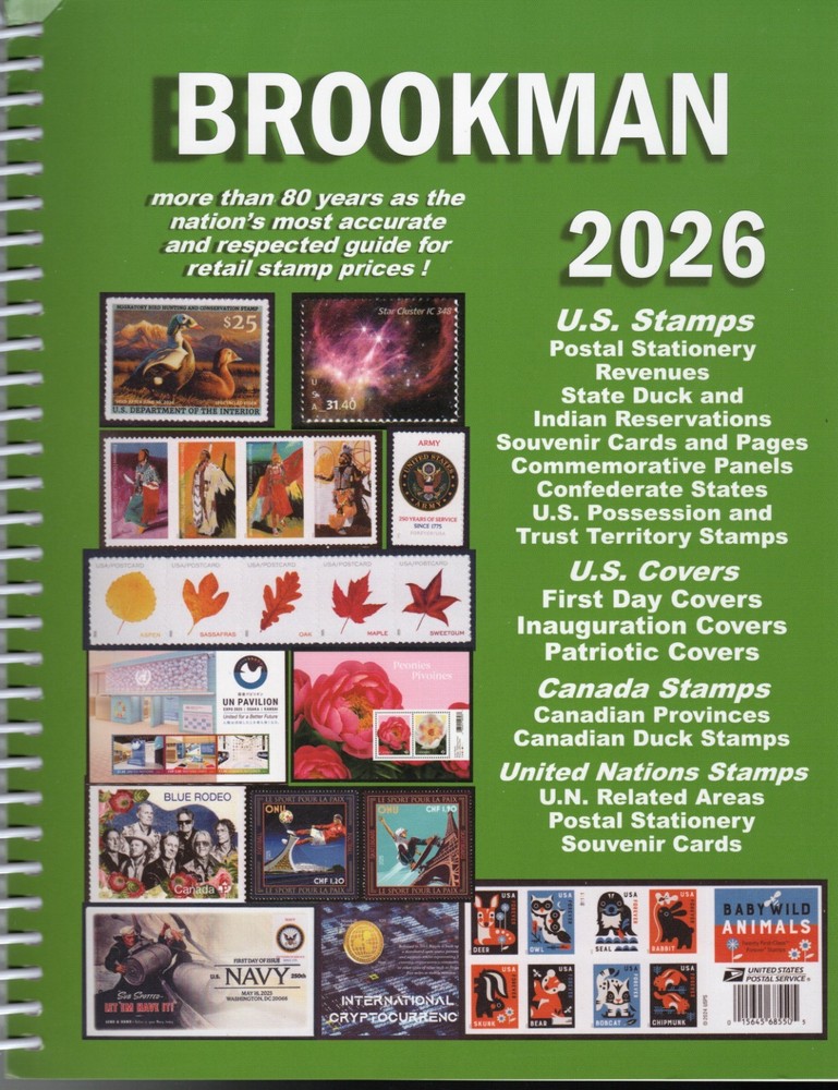 2026 Brookman Stamp Catalog includes U.S. Canada UN & US Possessions